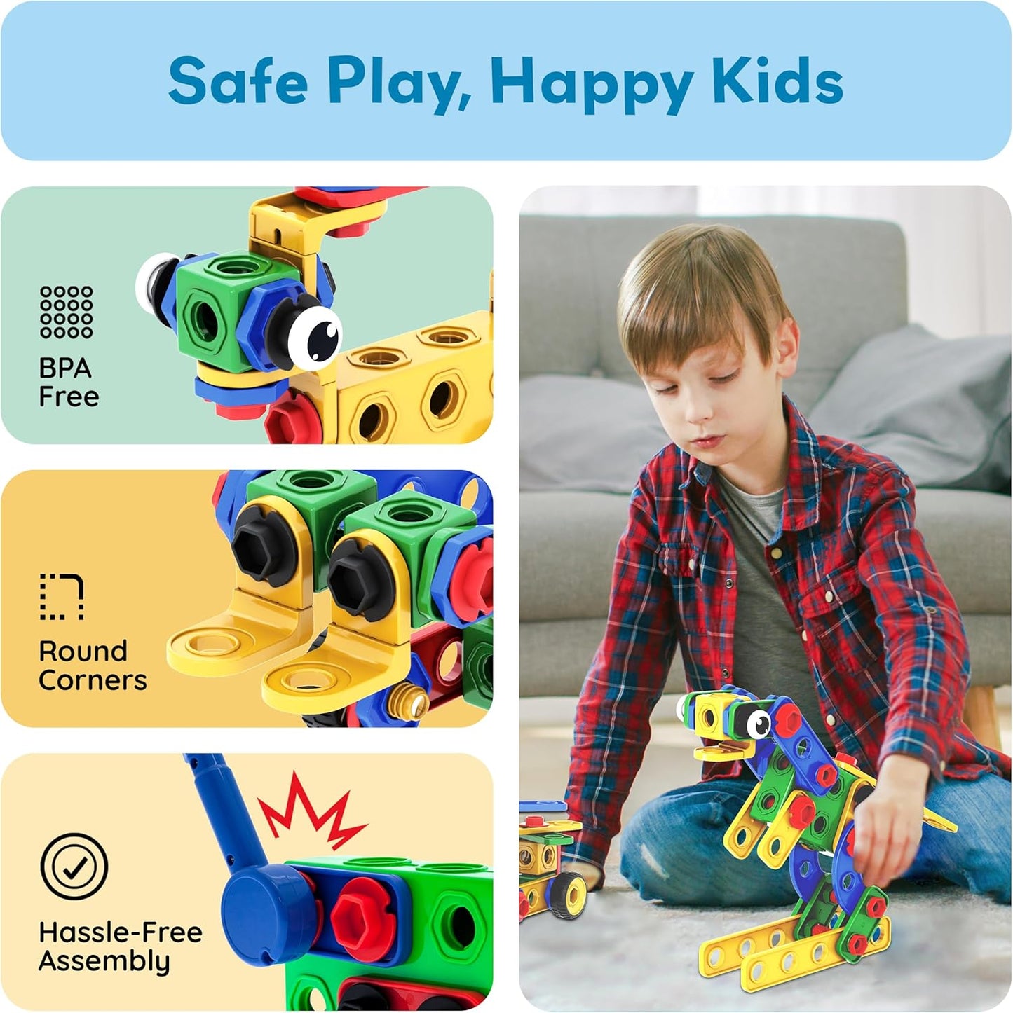 PicassoTiles 152pc STEM Construction Toy Building Set for Kids Ages 3+ Includes Power Drill, Ratchet, Idea Book, Storage Box Educational Engineering Science Kit & Sensory Toys for Boys & Girls PTN152