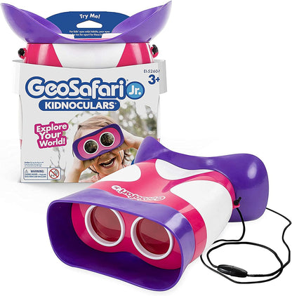 Educational Insights GeoSafari Kidnoculars Pink - Toy Binoculars for Kids, Outdoor Toys for Kids Ages 4-8, Toddler Camping and Nature Toys, Lightweight Binoculars with Neck Strap, Bird Watching Gear