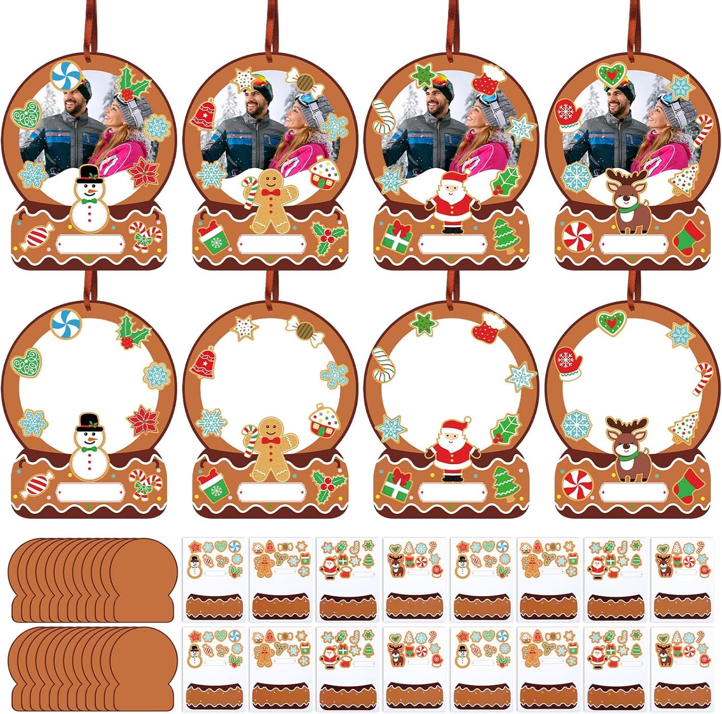 Barydat 24 Set Winter Picture Frame Craft Kits Paper Snow Globe Crafts for Kids Bulk Christmas Tree Ornament DIY Winter Photo Frame Crafts for Home Classroom Activities Party Decoration
