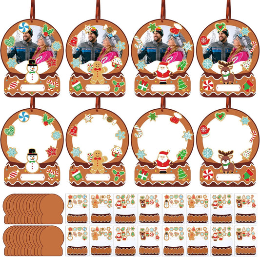 Barydat 24 Set Winter Picture Frame Craft Kits Paper Snow Globe Crafts for Kids Bulk Christmas Tree Ornament DIY Winter Photo Frame Crafts for Home Classroom Activities Party Decoration