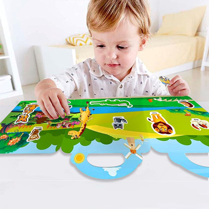 RUSON Reusable Sticker Book for Kids, 2 Sets Educational Learning Toys Travel Stickers Activity Books for Toddler Girls Boys Age 3+ Birthday Gifts - Vehicle & Dinosaur