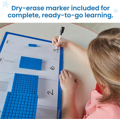 hand2mind Foam Base Ten Blocks Activity Set, Place Value Manipulatives, Base 10 Blocks for Math, Counting Cubes, Math Manipulatives 1st Grade, Small Group Classroom Must Haves (133 Pieces)