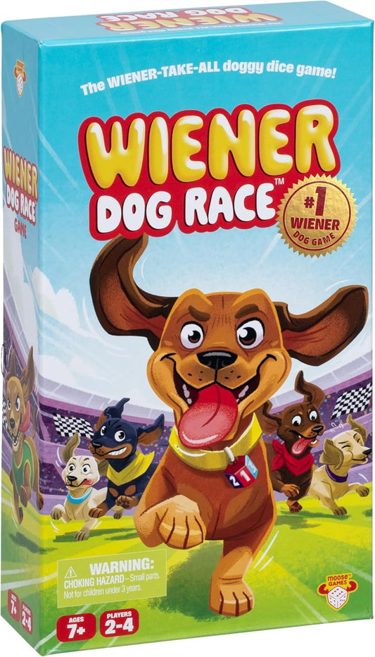 The Wiener Dog Race Game, Easy-to-Learn Dice Game. Fetch & ROLL Two Dice, Add The Best One to Your Dog to Stretch Them Out, Collect Yard Cards to Race to The Finish & Win, Ages 7+ for 2-4 Players