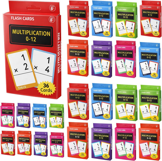 864 Pcs 24 Set Multiplication Flash Cards - Fractions, and Multiplication Flash Cards with Visual Aids Mastered & Review Sorting for Kids 3rd 4th 5th Grade or Homeschool Supplies