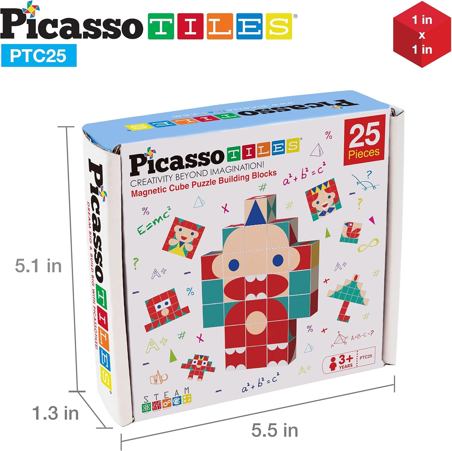 PicassoTiles Infinite Magnetic Puzzle Magic Cube Easy-Connect Brain Teaser Toy Set Magnet Pattern Block Matching Toys Free Ideabook 150+ Inspirations STEM Learning Kids Boys&Girls Age3+ PTC25
