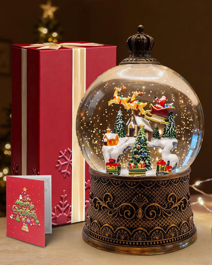 Extra Large Christmas Snow Globes Christmas Lantern, 12.99" Musical Snow Globe with 8 Songs, Santa Snowglobe for Kids Adults, 6H Timer Dual Power, Lighted Christmas Decorations Indoor Gifts