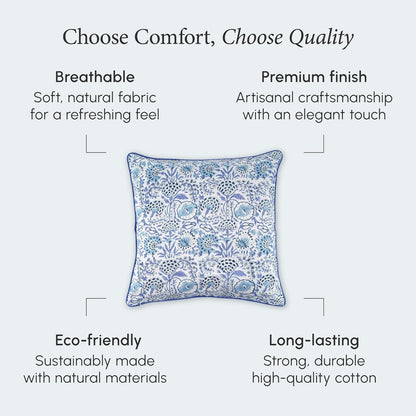 CPC 100% Cotton Throw Pillow Covers 18x18 Inch, Set of 2 Green Block Print Pattern Couch Pillow, Cute Boho Decorative Pillows for Living Room, Bedroom with Hidden Zipper- Agate Green