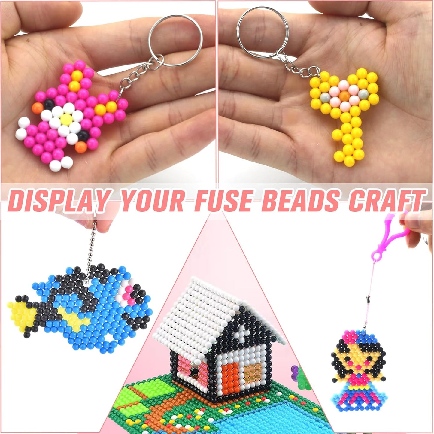 Liangding Fuse Beads Kit for Girls Ages 6+ – 4400 Pcs 5mm Beads in 32 Colors with Spray Bottle, Puzzle Guide, Clamps & Chains | Creative DIY Arts & Crafts Gift