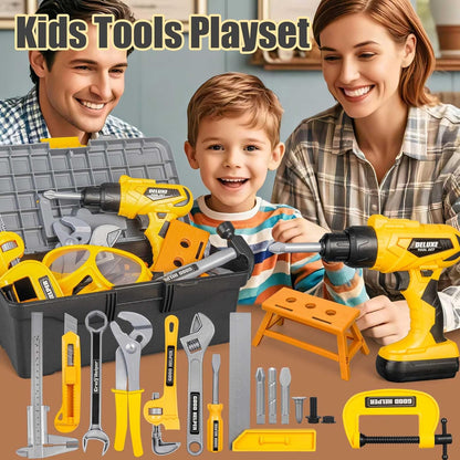Kids Tool Set – Zealous 48 pcs Toddler Tool Set with Tool Box & Electronic Toy Drill, Pretend Play Kids Toys, Toy Construction Tools for Kids Ages 3,4,5,6,7,8 Years Old (A-Orange)