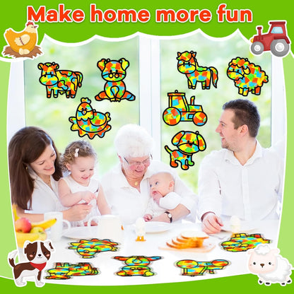 32 Sets Outer Space Suncatchers Craft Kit DIY Window Stained Glass Effect Planet Astronaut Alien Paper Crafts Home School Classroom Decoration Kid Birthday Gift Creative Art Project Activity Game - Colors A