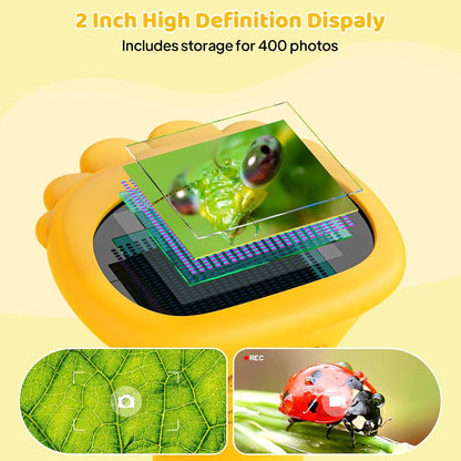 Kids Magnifying Glass, 2.0 Inch Digital Screen Mini Pocket Microscope for Bug - 200x Zoom Handheld Microscope with Adjustable Lights, Edu Birthday Gifts for Age 3-12 Girls