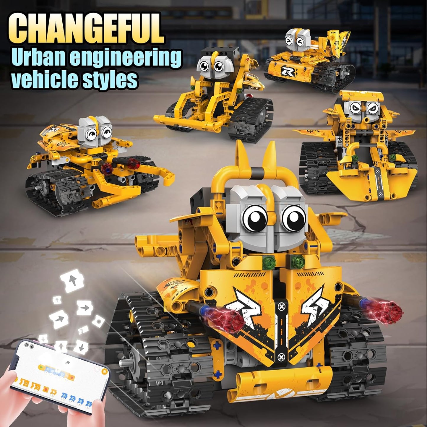 5 in 1 STEM Robot Building Kit with APP Remote Control, 705 PCS Engineering Robot Toys for Kids Age 8-16, Science Coding RC Robotics Kit Birthday Gifts for Boys Girls 6 7 8 9 10 11 12