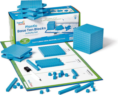 hand2mind Foam Base Ten Blocks Activity Set, Place Value Manipulatives, Base 10 Blocks for Math, Counting Cubes, Math Manipulatives 1st Grade, Small Group Classroom Must Haves (133 Pieces)