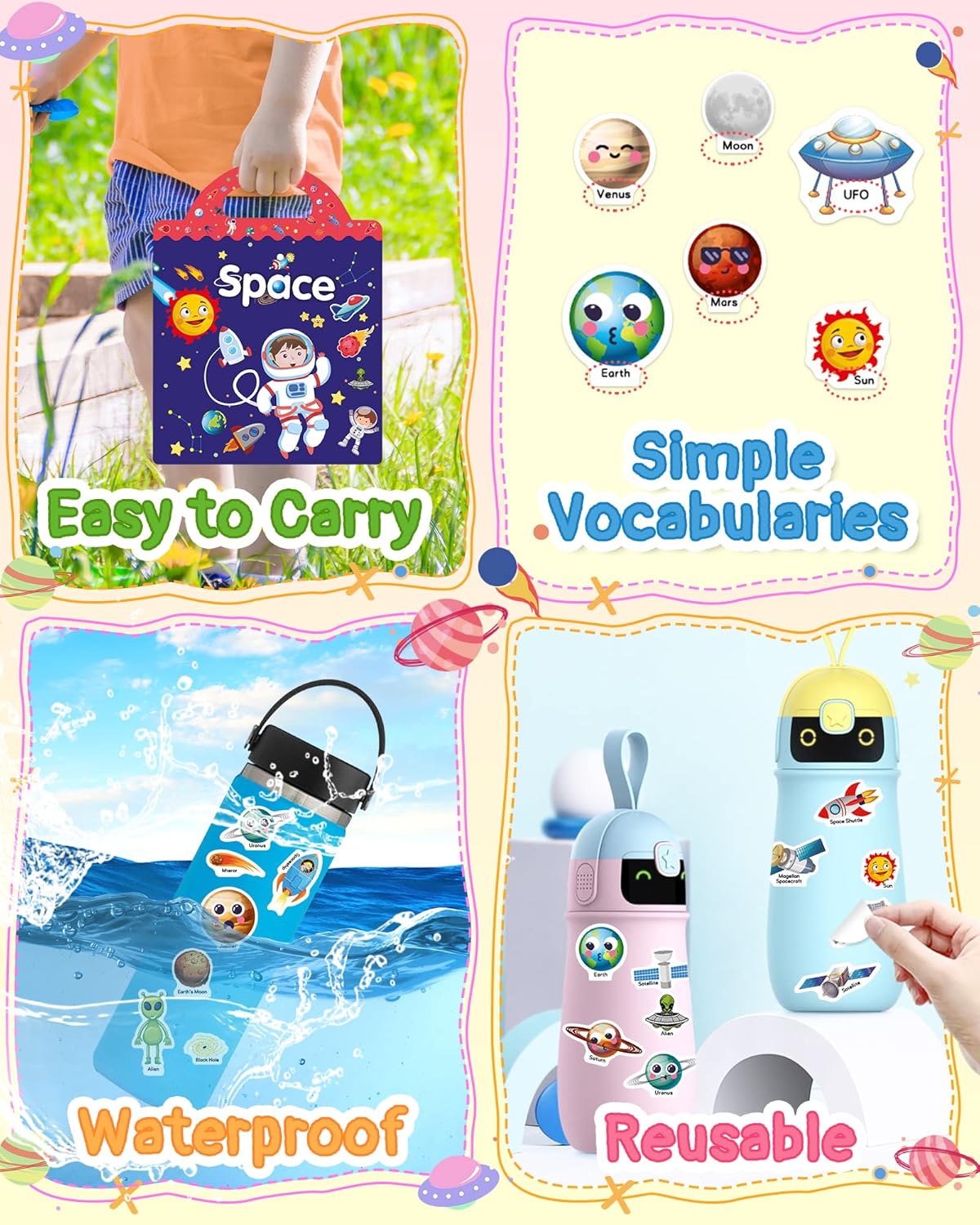 Benresive Reusable Sticker Books for Toddlers, Fun Travel Stickers for Kids, Toddler Sticker Book, Crafts Activities for Toddlers, 3 and Up Birthady Gifts - Vehicle