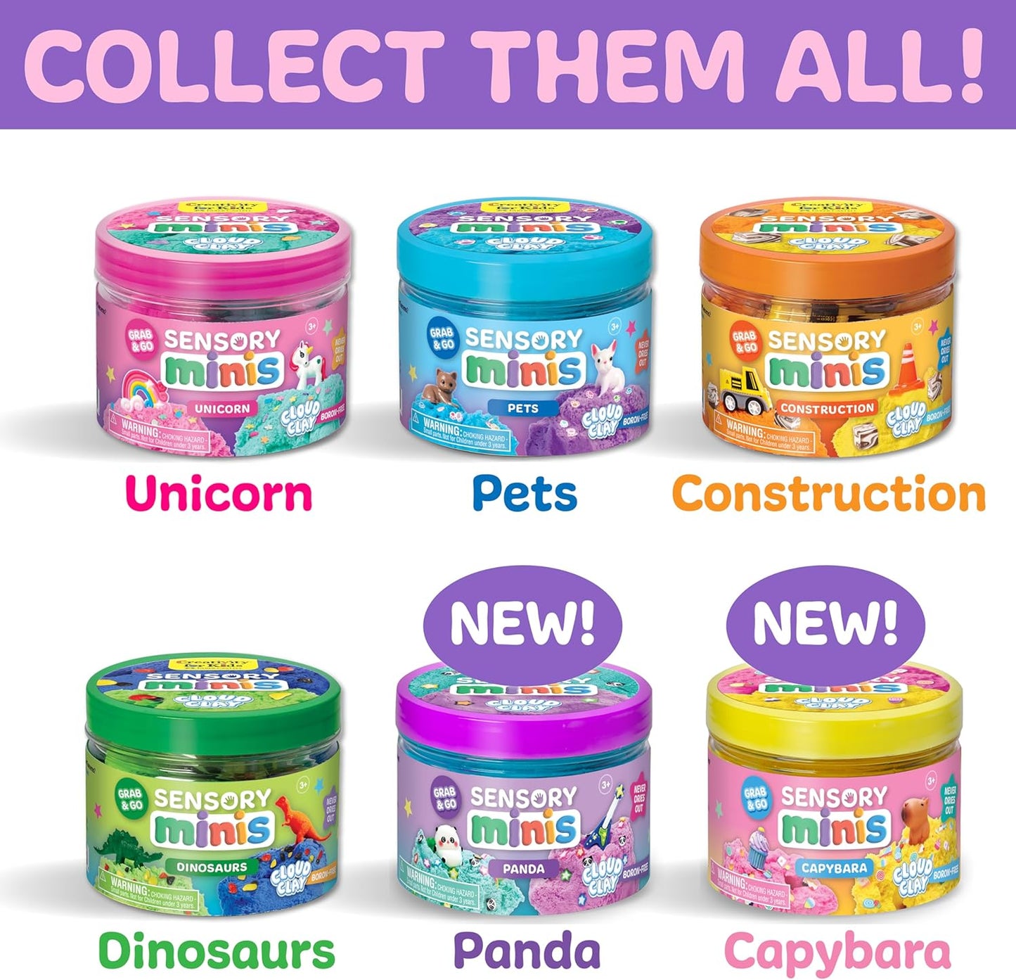 Creativity for Kids Sensory Minis Construction Kit | Cloud Clay Sensory Toy with Excavator for Kids | Spring Crafts that are Mess-Free, Screen-Free Travel Toy (Ages 3+)