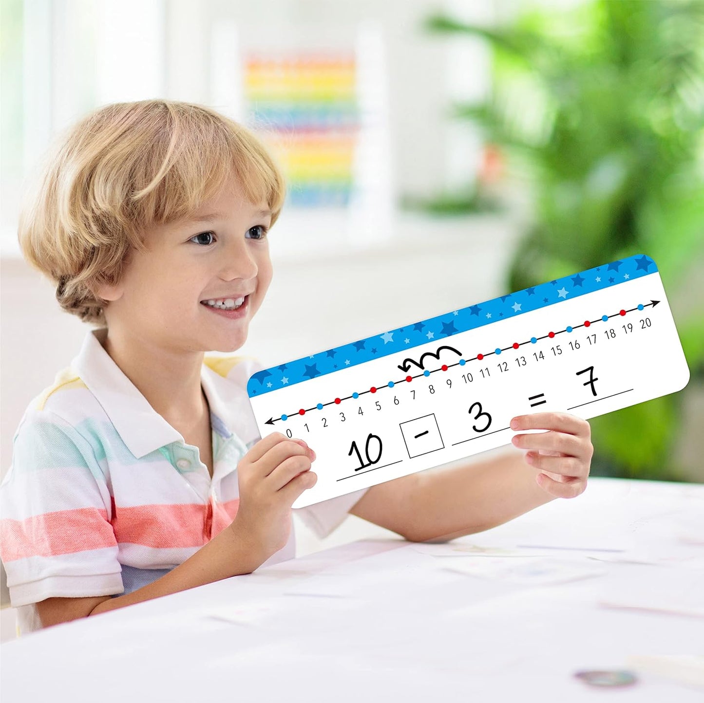 8 Packs Magnetic Number Line Boards, Dry Erase Writable and Erasable Math Board Addition & Subtraction White Board Magnets for Kids, Students, Classroom and Home (Each Measures 12” x 3.5”)
