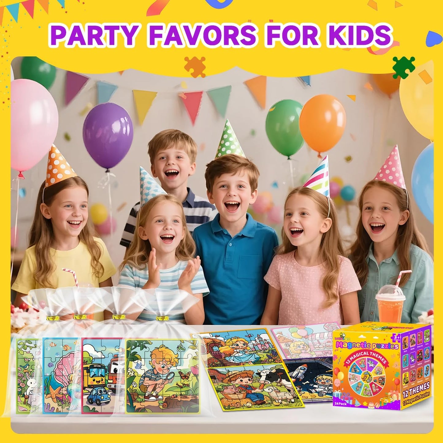 24 Pack Easter Party Favors for Kids, Magnetic Puzzle Books Bulk for Toddlers 3-5 & Kids 4-8, Goodie Bag Stuffers, Classroom Prizes, Birthday Return Valentine’s Day Gifts, Travel
