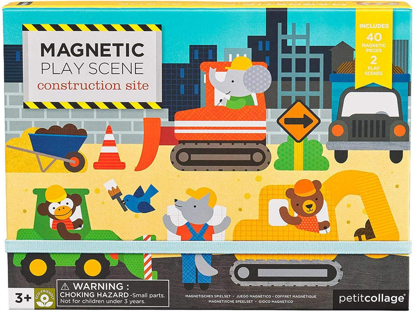 Petit Collage: Animal Friends Magnetic Game Board with Mix & Match, Ideal for Ages 3+, Includes Mag Play Scene Treehouse Party, 74 Count