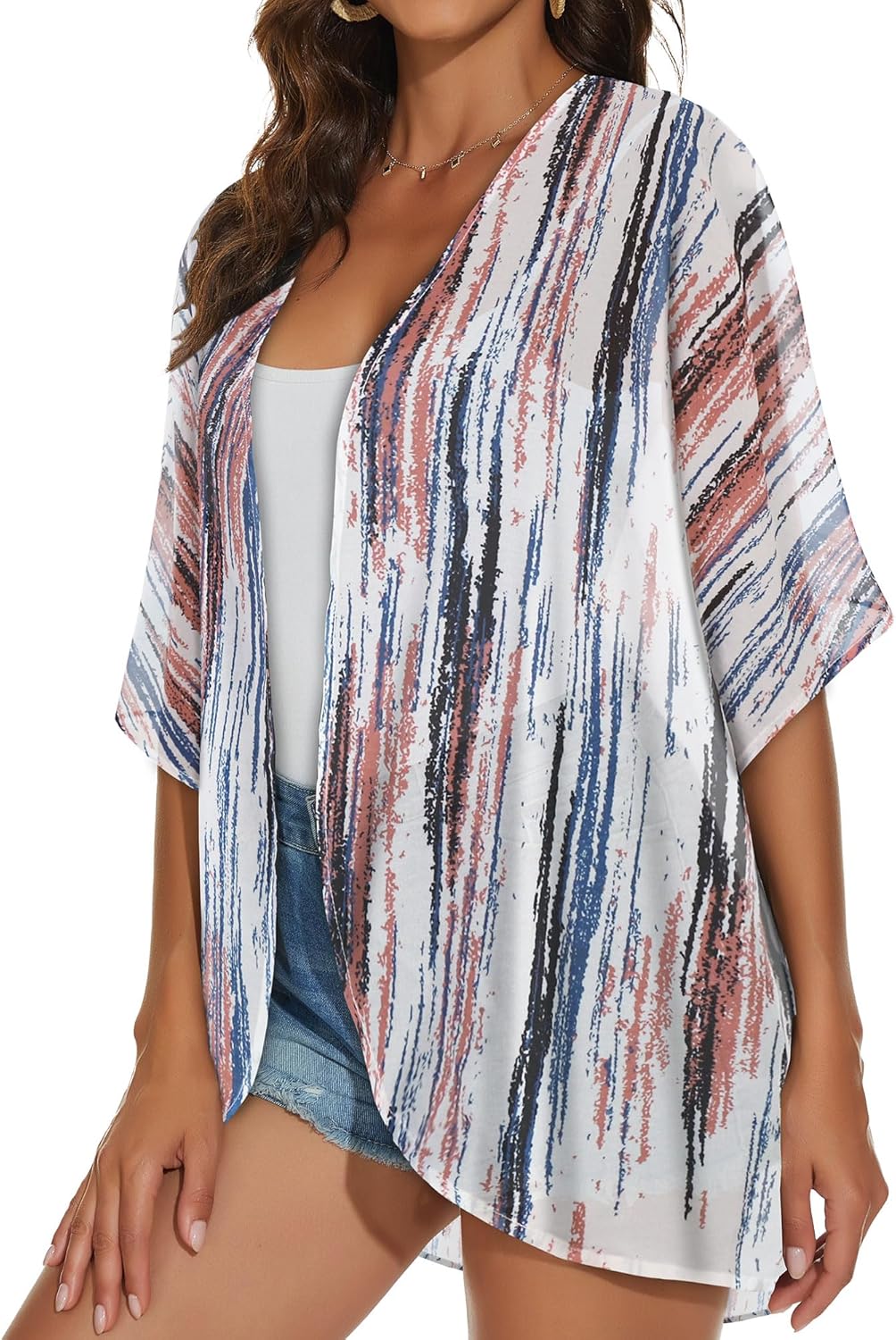Womens Kimono Cardigans Beach Cover ups Swimwear Puff Sleeve Loose Casual Summer Tops 2026
