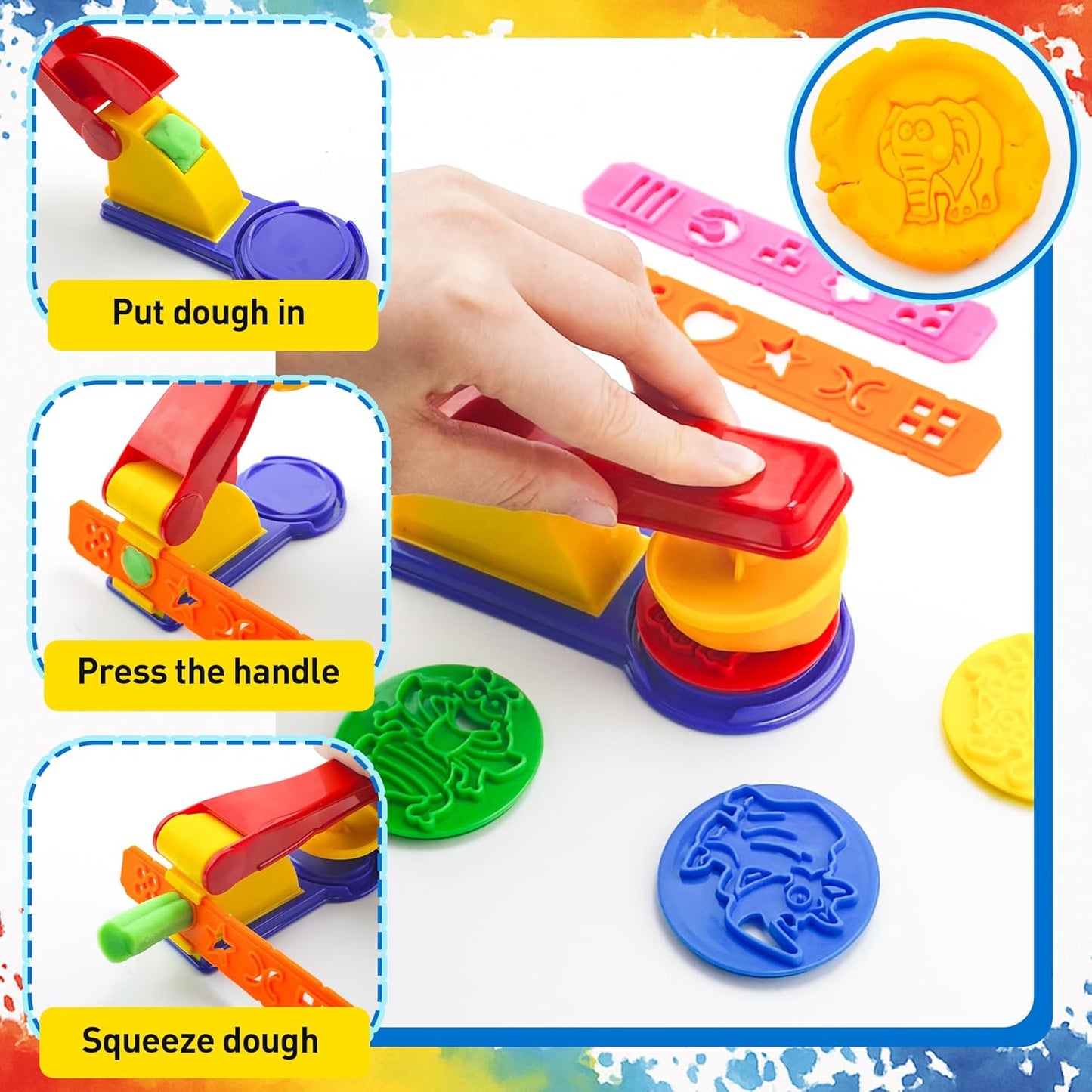 Dough Tools for Kids,9-Piece Kids Clay and Dough Tool Kit– Includes Roller, Rolling Pins, Cutting Tools, Safe Scissors & Plastic Knife for Fun DIY Craft Activities