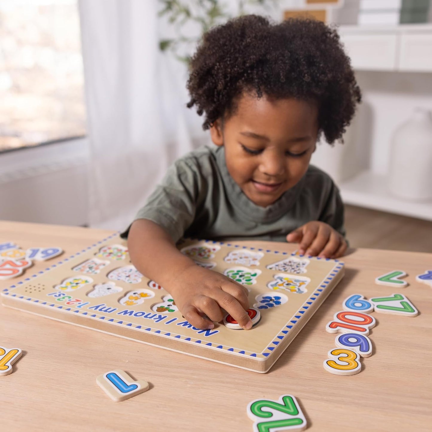 Melissa & Doug Numbers Sound Puzzle - Wooden Counting Puzzle with Light-Activated Sound Effects (21 Pcs)
