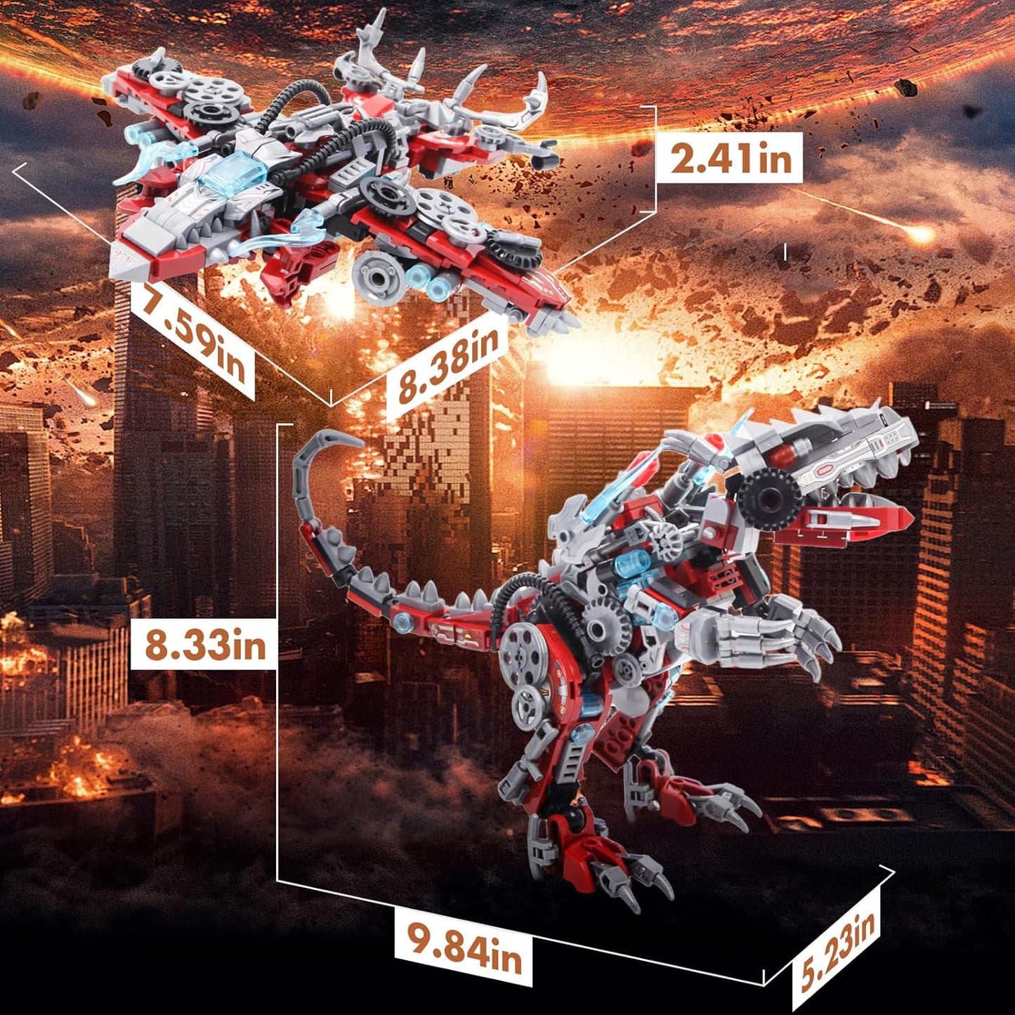 Transforming Robot Mech Building Block Sets, Destroy Warrior City Soldier Mech Model Action Mech Model Building Kit, Cool Robots Toys Gift for Adults and Kids Boys 6 7 8 10+, （542 PCS）