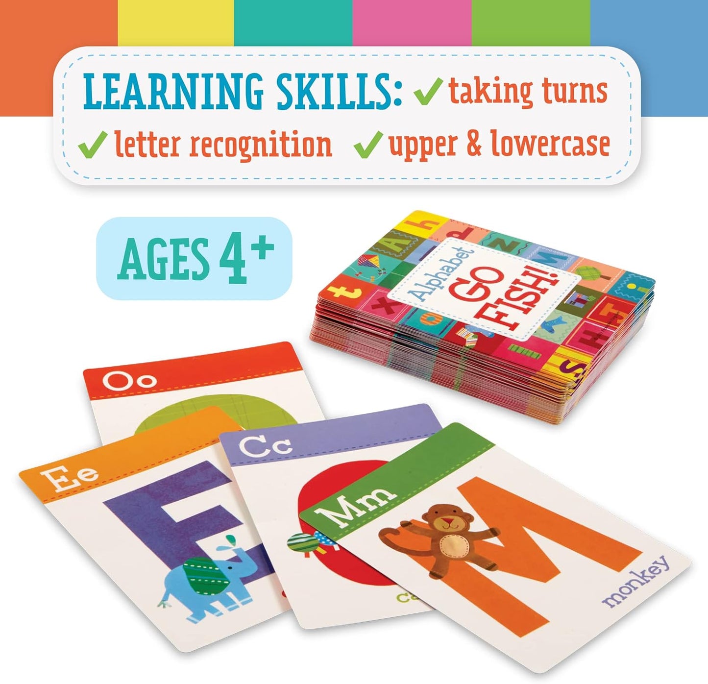 Peaceable Kingdom Alphabet Go Fish Letter Matching Card Game with 52 Oversized Cards Card Games for Kids Ages 4+ 2 to 6 Players