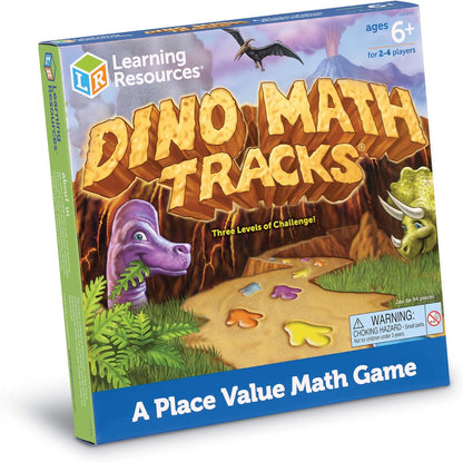 Learning Resources Dino Math Tracks Game - Math Manipulatives, Montessori Board Game, Addition and Subtraction, Counting Literacy Toys, STEM for Kids, Critical Thinking, Gifts for Boys and Girls