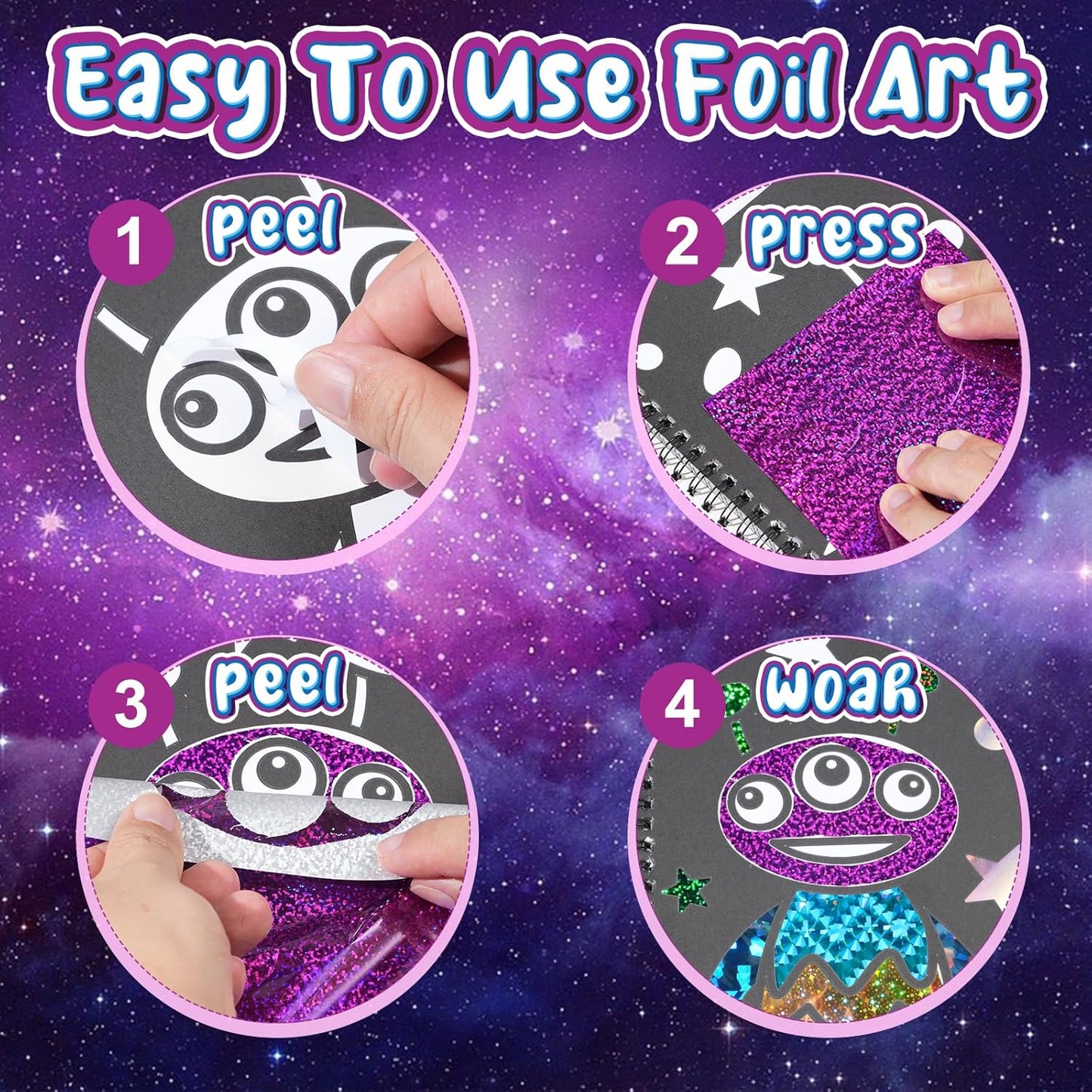 Foil Craft Bugs Butterfly DIY Art Fun Kits Set, No Mess Creative Foil Art Drawing Game for Kids, Birthday Gifts Crafts Supplies Travel Toys for Girls Boys Ages 4-9