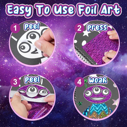 Foil Craft Bugs Butterfly DIY Art Fun Kits Set, No Mess Creative Foil Art Drawing Game for Kids, Birthday Gifts Crafts Supplies Travel Toys for Girls Boys Ages 4-9