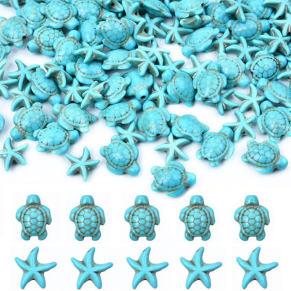 100pcs Blue and White Turquoise Cross Spacer Beads 8x10mm Semi Precious Stone Bead Easter Cross Gemstone Loose Beads for Jewelry Making Charms Beading Bracelets Necklaces Earrings Crafts