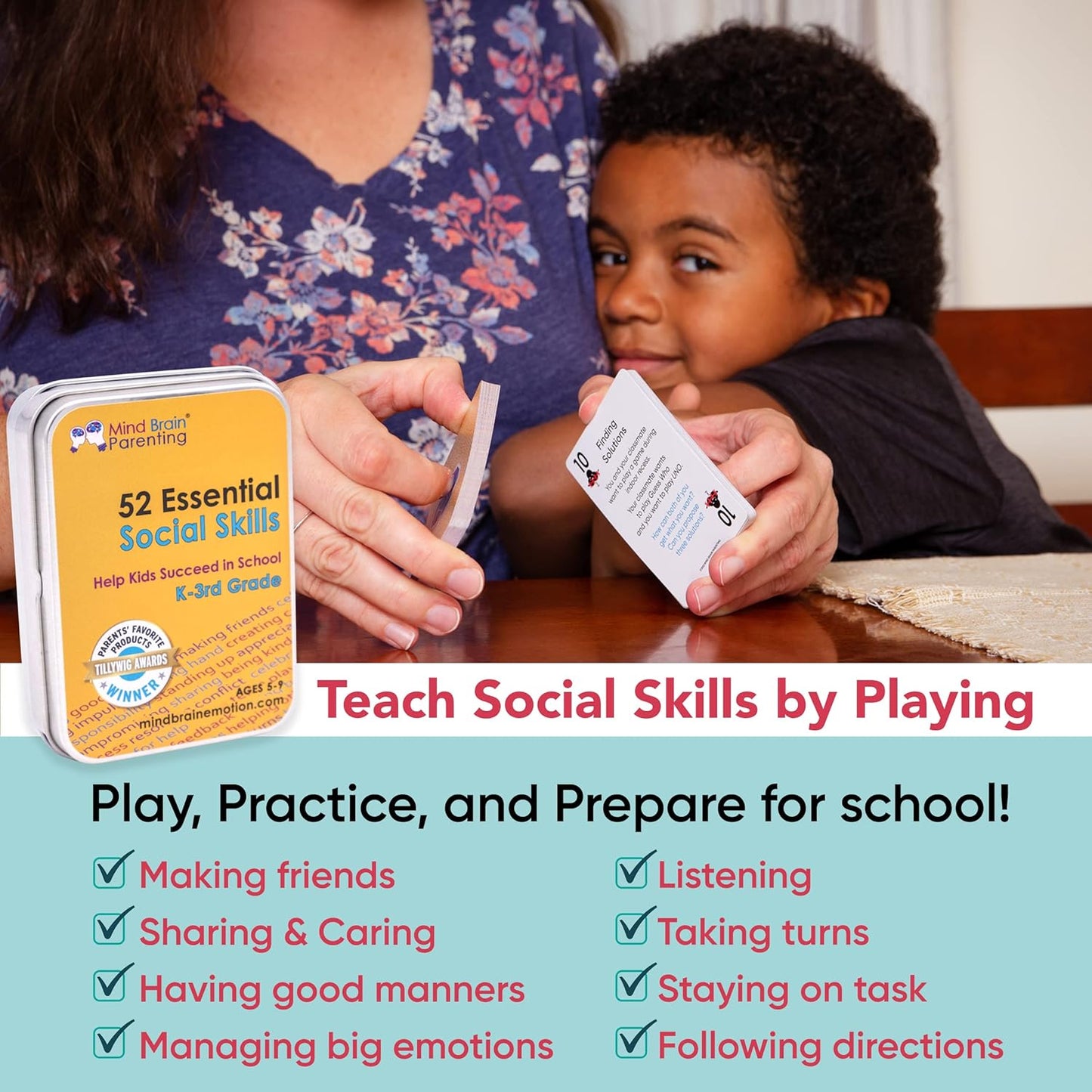 Mind Brain Emotion 52 Essential Conversations for Home, Therapy, Speech, School Classroom - Conversation Cards for Kids, Family, Teacher & Counselor to Build Growth Mindset & Communication Skills