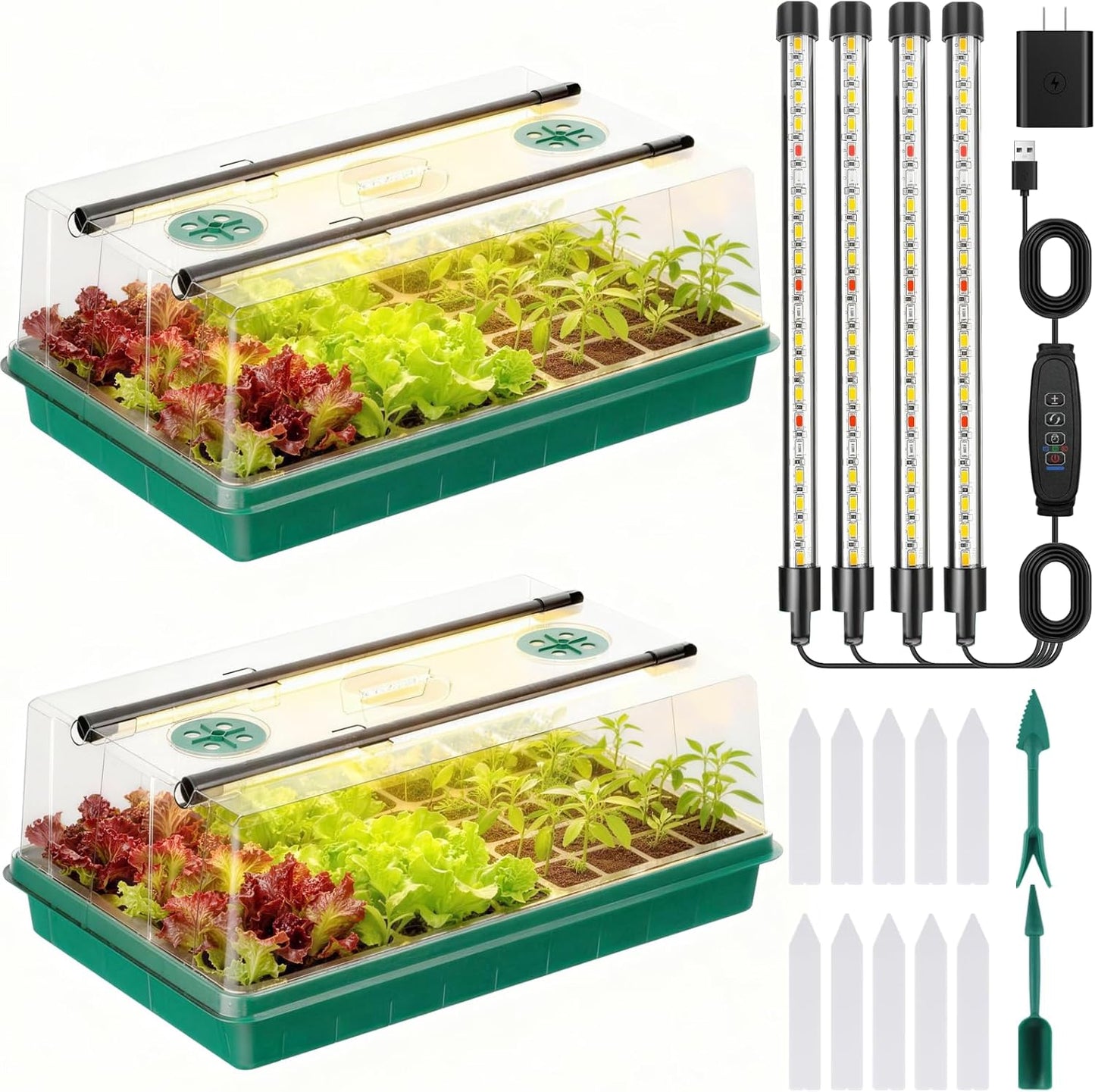 Adawook Seed Starter Trays with Grow Lights, Color Change Grow Lights for Seed Starting Kit, 3 Timming Set, Indoor Plant Growing Kit for Gardeners, Germination Trays Kits, Gardening Gifts (60 Cells)