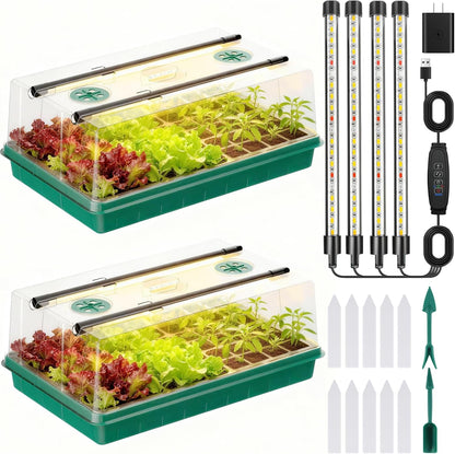 Adawook Seed Starter Trays with Grow Lights, Color Change Grow Lights for Seed Starting Kit, 3 Timming Set, Indoor Plant Growing Kit for Gardeners, Germination Trays Kits, Gardening Gifts (60 Cells)