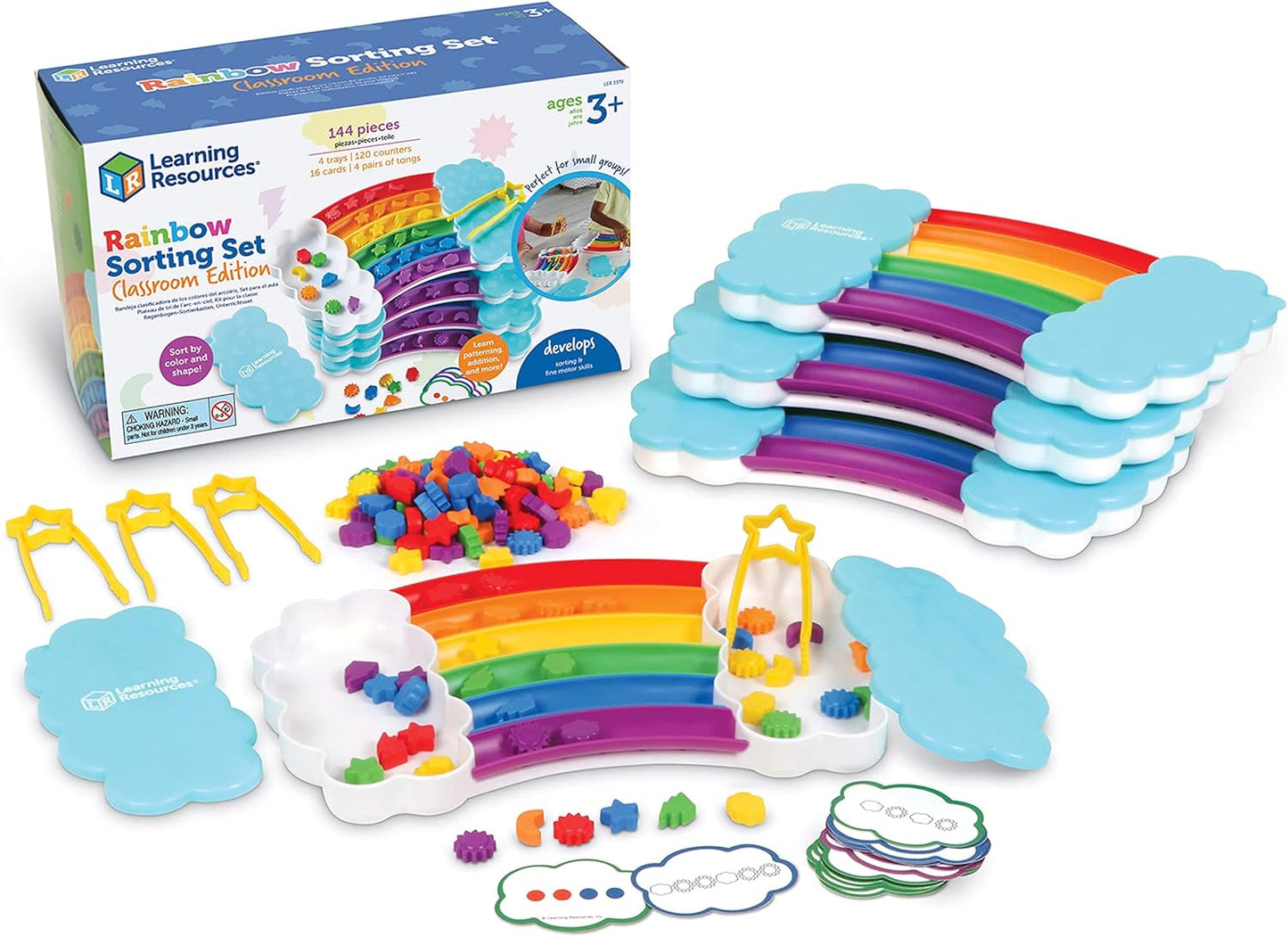 Learning Resources Rainbow Sorting Set , fine motor, sorting, patterning & addition skills, Toddler Educational Toys, sensory tray