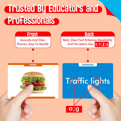 140 Noun Picture-Word Cards, Picture Flashcards Language Builder Visual Aid Speech Development Tool for Autism, ESL Teaching Material Non-Verbal Vocabulary Builder for Children, Kids, Adults (Level 2)