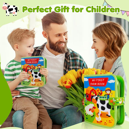 Busy Board for Toddler, Montessori Toys Farm Animals Busy Book for 2-4 Year Old Boy Girl, Quiet Activity Books Gift for Kid, Felt Busy Learning Toy for Toddlers, Car Airplane Travel Toys