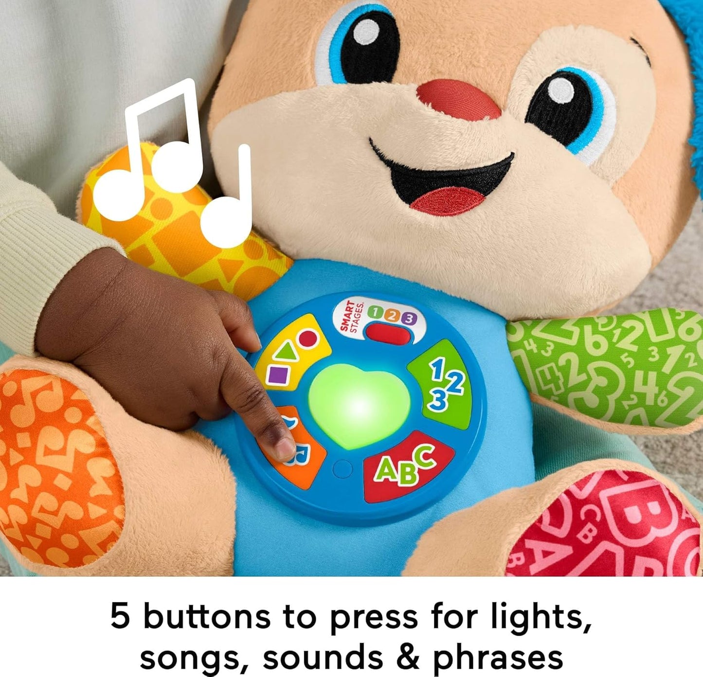 Fisher-Price Baby Learning Toy Laugh & Learn Smart Stages Sis Pink Musical Plush with Smart Stages for Infants Ages 6+ Months, Multilanguage Version
