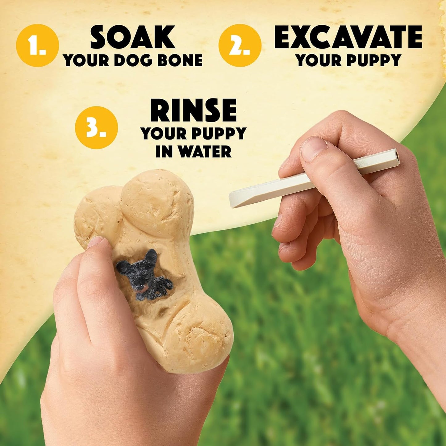 MindWare Dig it Up! Puppies Excavation Kit - Educational Toys for Kids 4 and Up - Dig Kit with 12 Bones, 12 Puppy Figurines, 12 Chisels - Ideal for Group Activities, Events or Classroom Brain Breaks