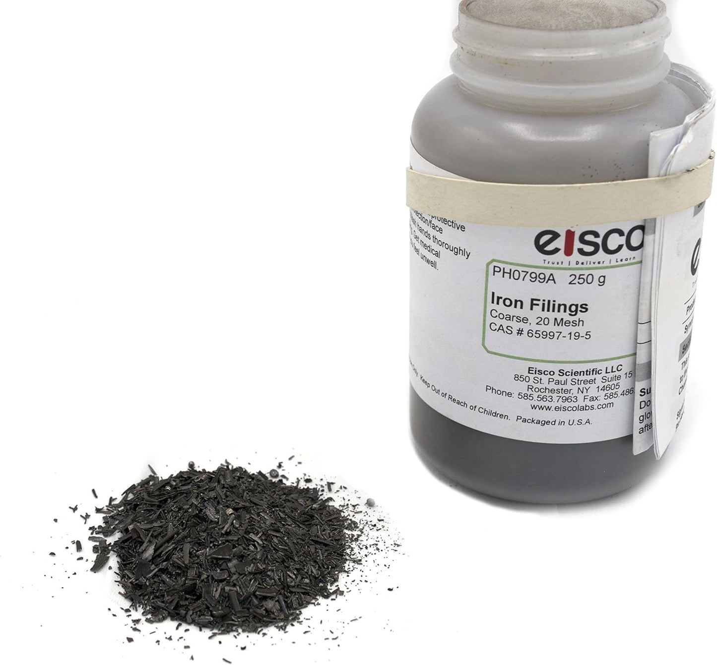 EISCO Coarse Iron Filings, 250g - 20 Mesh Iron Shavings for Magnets