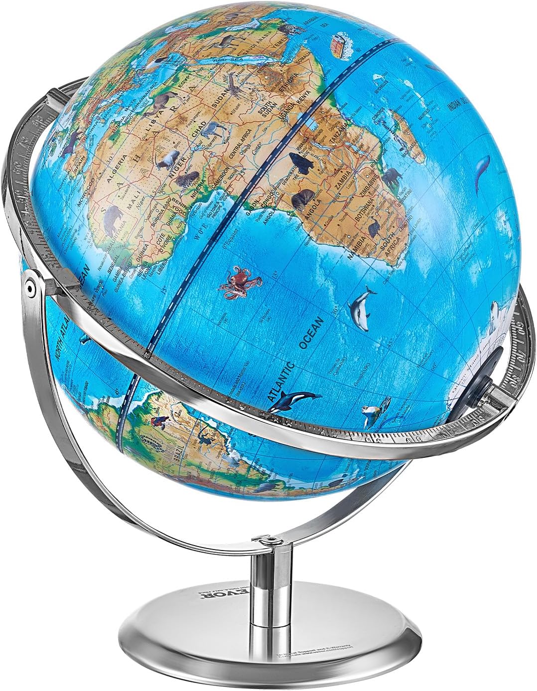 VEVOR Educational World Globe, 10 in/254 mm, Interactive Globe for Kids, with AR Golden APP, 720° Rotation, LED Night Lighting, 197 National Geographic Knowledge, STEM Toy, for Children Ages 4–10
