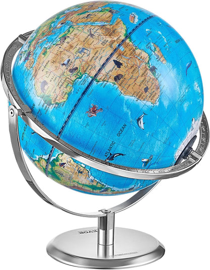 VEVOR Educational World Globe, 10 in/254 mm, Interactive Globe for Kids, with AR Golden APP, 720° Rotation, LED Night Lighting, 197 National Geographic Knowledge, STEM Toy, for Children Ages 4–10