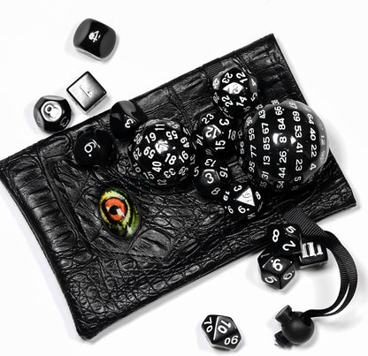 15 Pieces Complete Polyhedral DND Dice Set D3-D100 Spherical D&D Dice Set with Dragon Eye Dice Bag, D100 Dice for RPG Table Games(Black w/Purple Numbers)