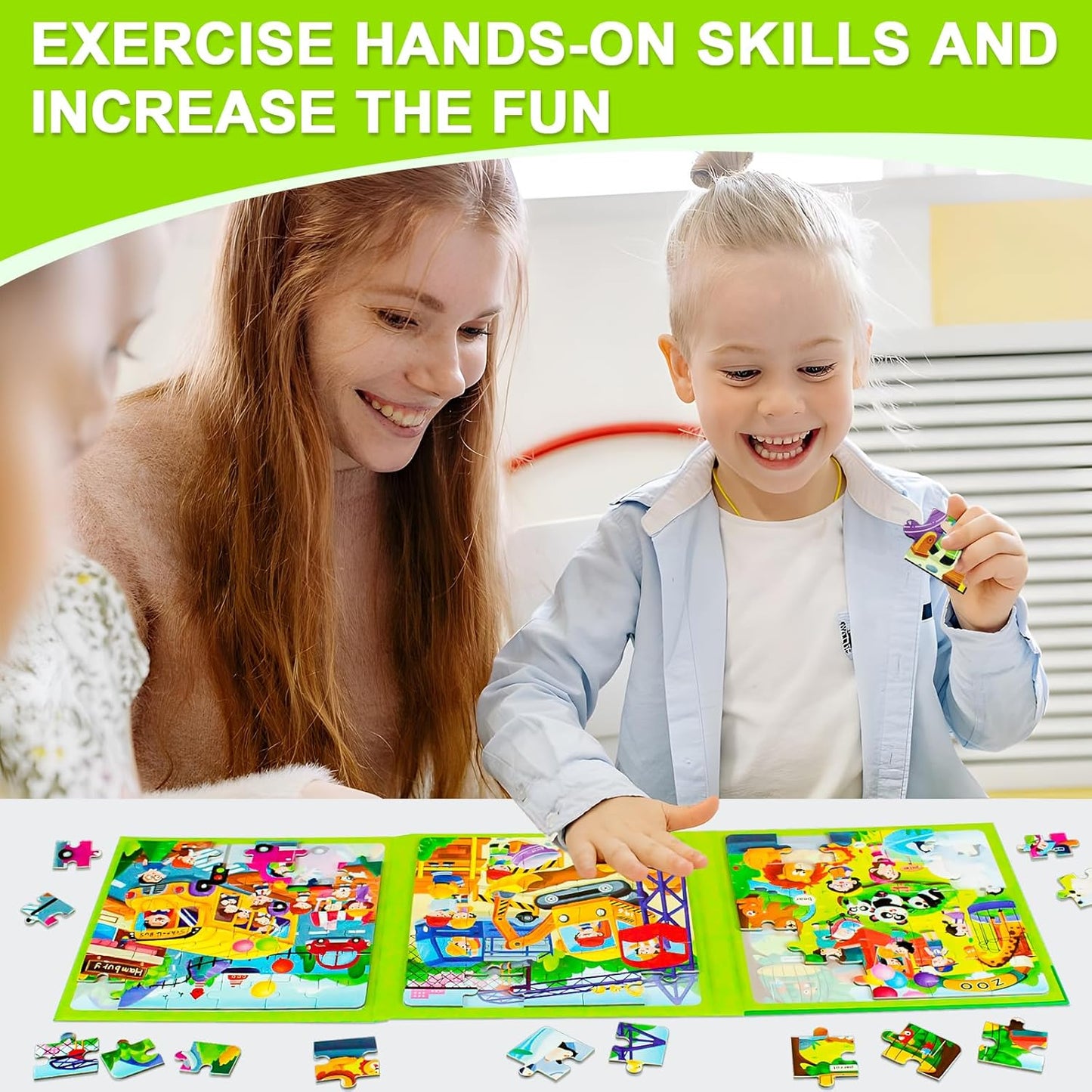 Magnetic Puzzles for Toddlers 1-3, Cartoon Mermaid Magnet 3 in 1 Jigsaw Puzzle, Kids Travel Puzzles Toys, Preschool Learning Toy for Kids 1-8 Year (Mermaid)