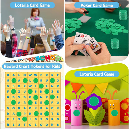 Coopay 1000 Pieces 1 Inch Bingo Chips Bulk, 10 Colors Bingo Markers for Math Practice, Plastic Learning Counters Disks Counting Discs, Poker Chips Game Tokens Kids Reward