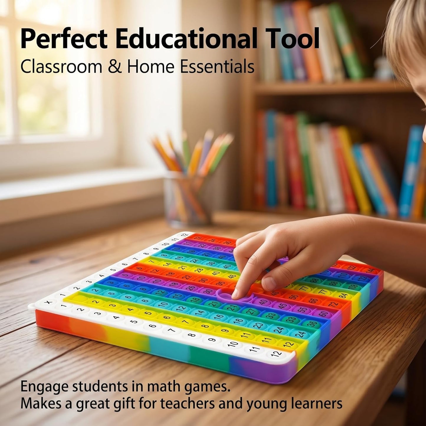 Multiplication Learning Board, 12x12 Multiplication Tables, Push Bubble Sensory Classroom & Home Learning Multiplication Chart Tool，Fidget Game for Teachers to Create a Variety of Math Operations