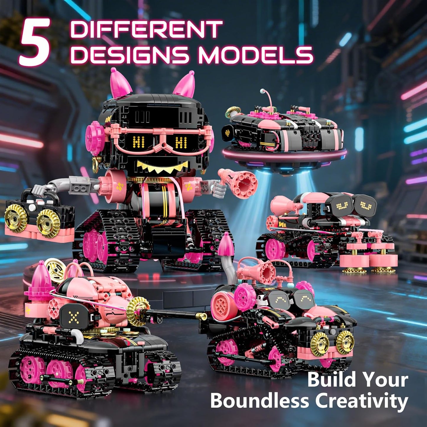 5in1 Robot Building Kits for Kids 6-12, APP & Remote Control STEM Robot Building Toys for Kids Science Learning, Technic Coding Tank Truck Stem Building Sets, Erector Set for Boys Girls Xmas Gifts