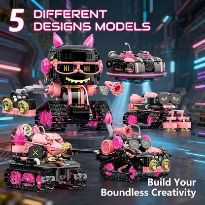 5in1 Robot Building Kits for Kids 6-12, APP & Remote Control STEM Robot Building Toys for Kids Science Learning, Technic Coding Tank Truck Stem Building Sets, Erector Set for Boys Girls Xmas Gifts