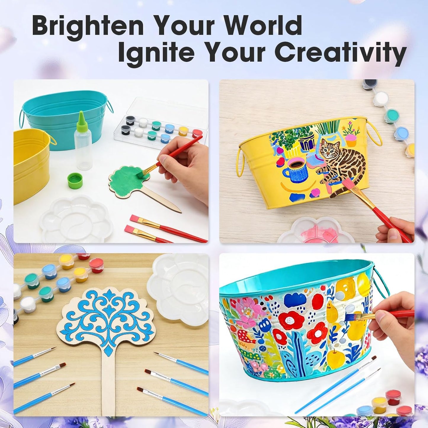2 Set Paint & Plant Flower Gardening Kit for Kids, Fun Gardening Set Unique Birthday, Arts and Crafts Gifts for Girls Boys Adults