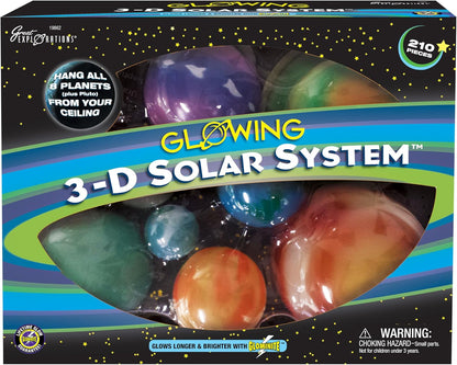Great Explorations, 3-D Solar System Glow In The Dark Ceiling Hanging Kit 3D Planets and Star Stickers Create the Milky Way Teach Science STEM